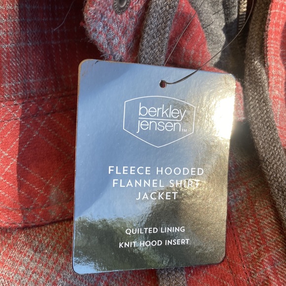 berkley jensen fleece hooded flannel shirt